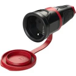 Schutzkontaktkupplung mit Deckel, Vollgummi (schwarz/rot)