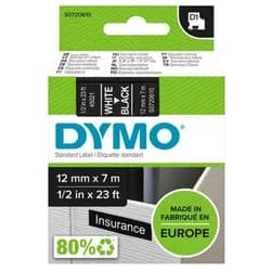 DYMO D1 Schriftband 12mm weiß auf schwarz