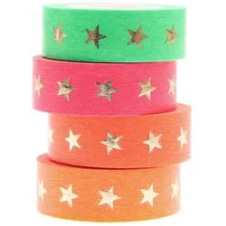 Rico Design Klebeband Paper Poetry Tape Set Sterne neon 4-teilig (4-St)