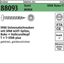 SPAX Halbrundkopf T-STAR plus 4CUT Vollgewinde WIROX A3J 4x45 - 200 Stk