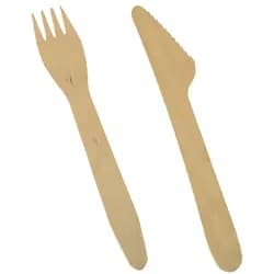 PAPSTAR 500 Bestecke, Holz "pure" 16,5 cm (Messer, Gabel)