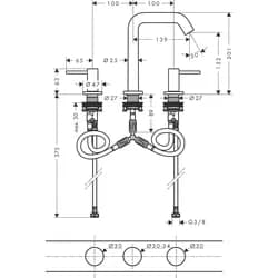 Hansgrohe 3-Loch WTA 150 Tecturis S 73330000