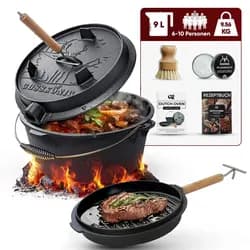 GUSSKÖNIG Eingebrannter Dutch Oven Set 9L mit Füße