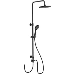 WENKO Duschsystem Watersaving, 3 Strahlart(en), Chrome, höhenverstellbare Duschstange von 75-120cm schwarz