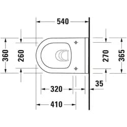DU Wand-WC Starck 3 540 mm Tiefspüler, rimless, Durafix, weiß