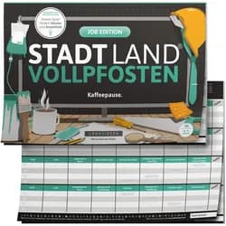 Denkriesen Spiel Stadt Land Vollpfosten® Job Edition - Kaffeepause - A4 Spielblock