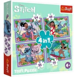 4-in-1-Puzzle Crazy Day Lilo and Stitch Trefl 34633