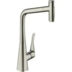 hansgrohe Metris Select Küchenarmatur 73816800 Edelstahl-optik, mit Ausziehbrause, 2jet, sBox