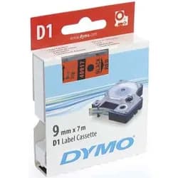 DYMO D1 Schriftband 9mm schwarz auf rot