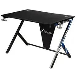 X Rocker Ocelot Aluminium Carbon Gaming Tisch mit Stickern in Rot & Blau