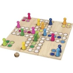 goki Spiel Brettspiel Ludo, Gesellschaftsspiel, mit anpassbarem Spielfeld bunt