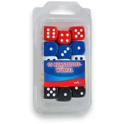 Noris Spiel Zubehör 15 Kunststoff-Augenwürfel bunt 16mm 606154366