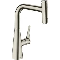 hansgrohe Metris Select Küchenarmatur 73822800 mit Ausziehbrause, 2jet, Edelstahl-optik