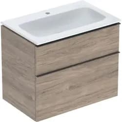 Geberit Möbel-Waschtischset iCon 75x63x48cm, we/KeraTe, nuss/Griff la. ma