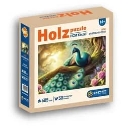 HCM KINZEL Puzzle Holzpuzzle - Mystischer Pfau 505 Teile, 505 Puzzleteile