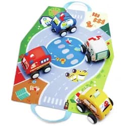 Hape E0076 Plüschauto-Set mit Rückziehmotor