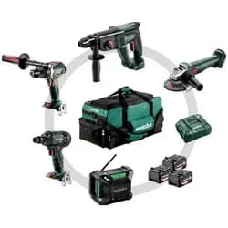 Metabo Akku Combo Set Bauhandwerk 5.2 BS 18 LTX BL + KH 18 LTX 24 + W 18 L 9-125 Quick + SSW 18 LTX 300 BL + R 12-18 DAB BT; Werkzeugtasche