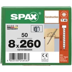 SPAX Zylinderkopf 8x260 T-STAR plus 4CUT Vollgewinde WIROX