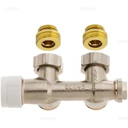 Oventrop Multiblock T Eckform Ein-/Zweirohr 1/2" IG x 3/4" AG