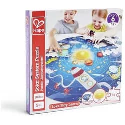 Hape Puzzle E1625 Sonnensystem, Puzzleteile, mit LED-Sonne und Planeten, Planetenpuzzle, Lernpuzzle, Entdeckerspielzeug