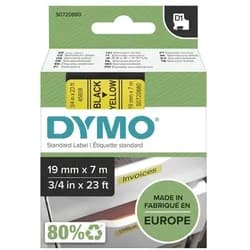 DYMO D1 Schriftband 19mm schwarz auf gelb