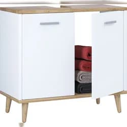 Waschbeckenunterschrank Landos Weiß/Honigeiche