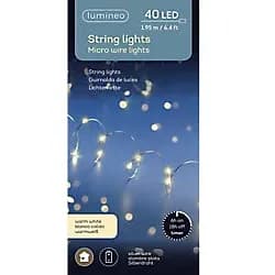 Lumineo Lichterkette mit Micro-LEDs Weiß 195 cm Batteriebetrieben