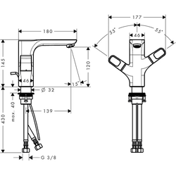 Hansgrohe Axor Urquiola Zweigriff Waschtischarmatur Chrom - Silber