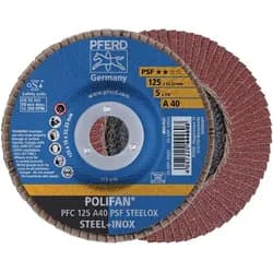 PFERD TOOLS POLIFAN Fächerscheibe PFC 125x22,23 mm konisch A60 Uni.-Linie PSF STEELOX Stahl/Edelstahl