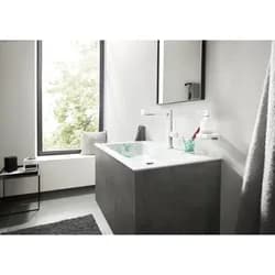 hansgrohe 3-Loch-Waschtischarmatur 160 Finoris mit Push-Open-Ablaufgarnitur, mattweiß