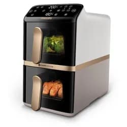 Philips 4000 series Airfryer mit zwei aufeinander gestapelten Körben, Heißluftfritteuse, 10 l, 1,4 kg, Rapid Air, 40 °C, 200 °C - Schwarz/Gold/Grau