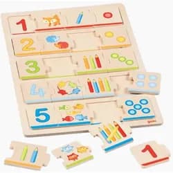 Gollnest & Kiesel Puzzle Goki 57344 - Puzzle Lerne zählen, 20-teilig, Holz, Puzzleteile