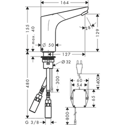 hansgrohe Elektronik-Waschtischarmatur Focus Netzanschluss, einstellbar, chrom