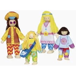 goki Biegepuppe Biegepuppen Familie Love und Harmony (Packung, 4-tlg., set), vier voll bewegliche Biegepuppen bunt