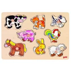 Gollnest & Kiesel Puzzle Goki 57873 - Steckpuzzle Bauernhof VII, 8-teilig, Holz, 30x21cm, Puzzleteile
