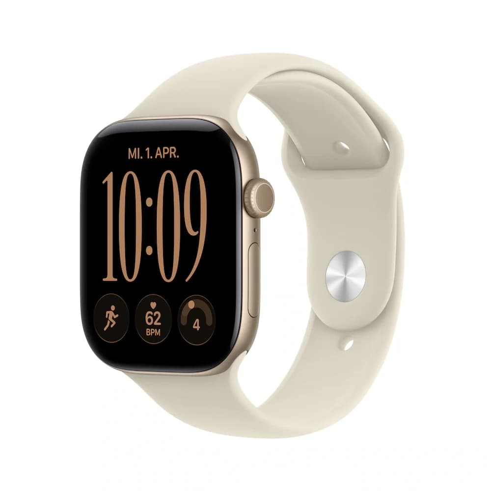 Apple Watch Series 12 46mm - Lichtgold Aluminium Case Sand Sport Band - S/M