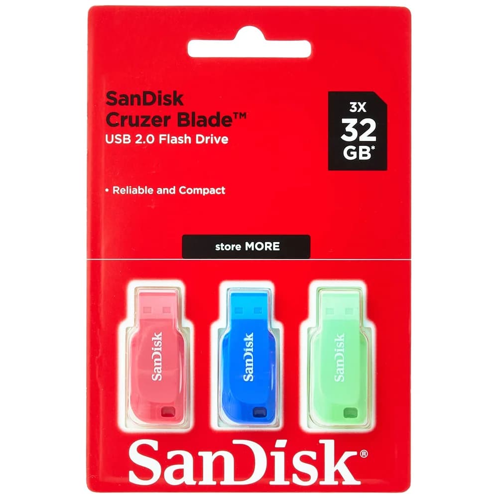SanDisk Cruzer Blade USB-Stick 32 GB, 3-Pack