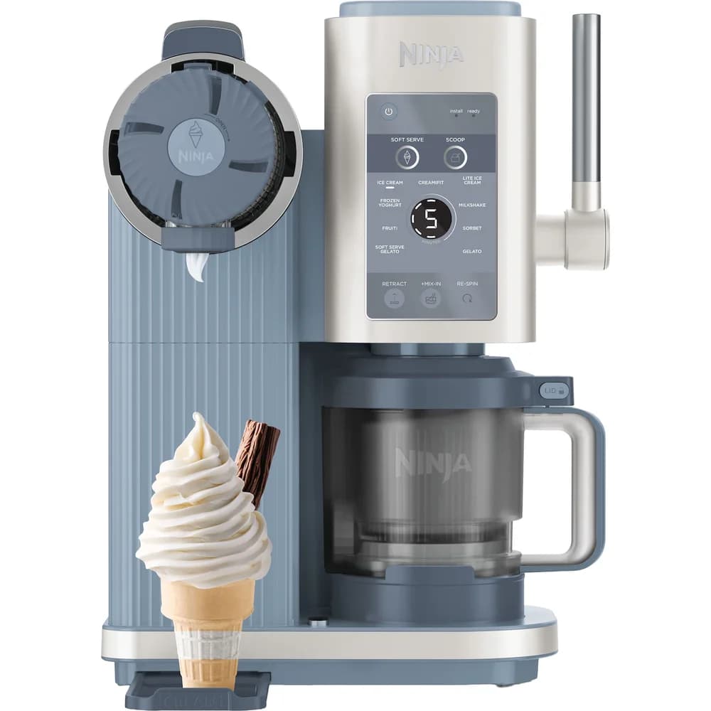 NINJA NC702EU CREAMi Scoop & Swirl 13-in-1 Softeis- und Eismaschine, Eismaschine (800 Watt, Stahlblau)
