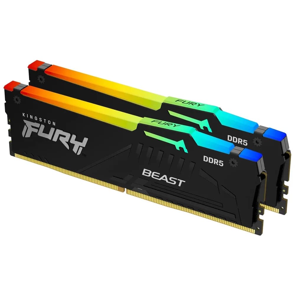 Kingston FURY Beast RGB (2 x 16GB, 6000 MHz, DDR5-RAM, DIMM), RAM, Schwarz
