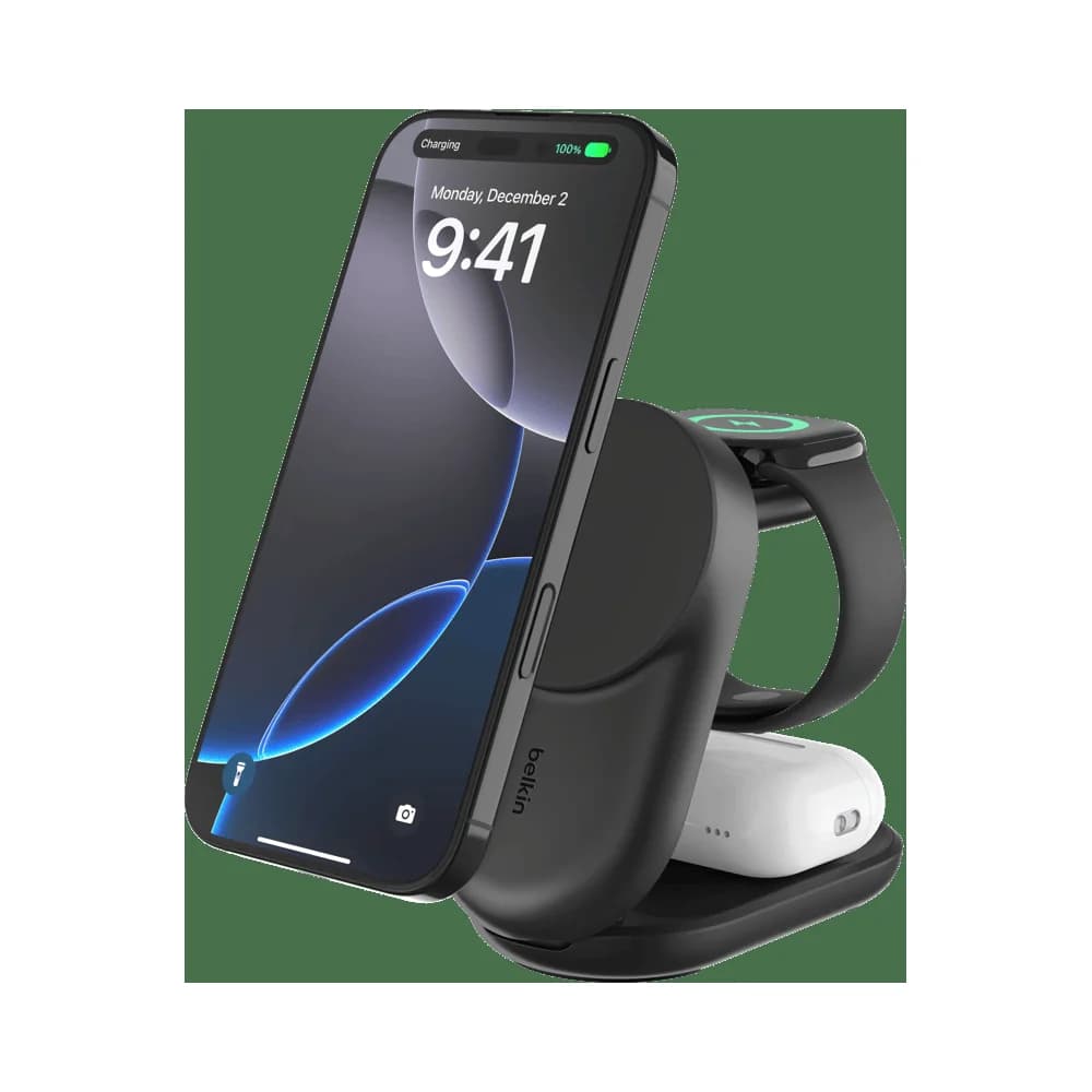 Belkin UltraCharge 25W Qi2 magn. 3-in-1 Lad.klappb.sw. WIZ037kqBK