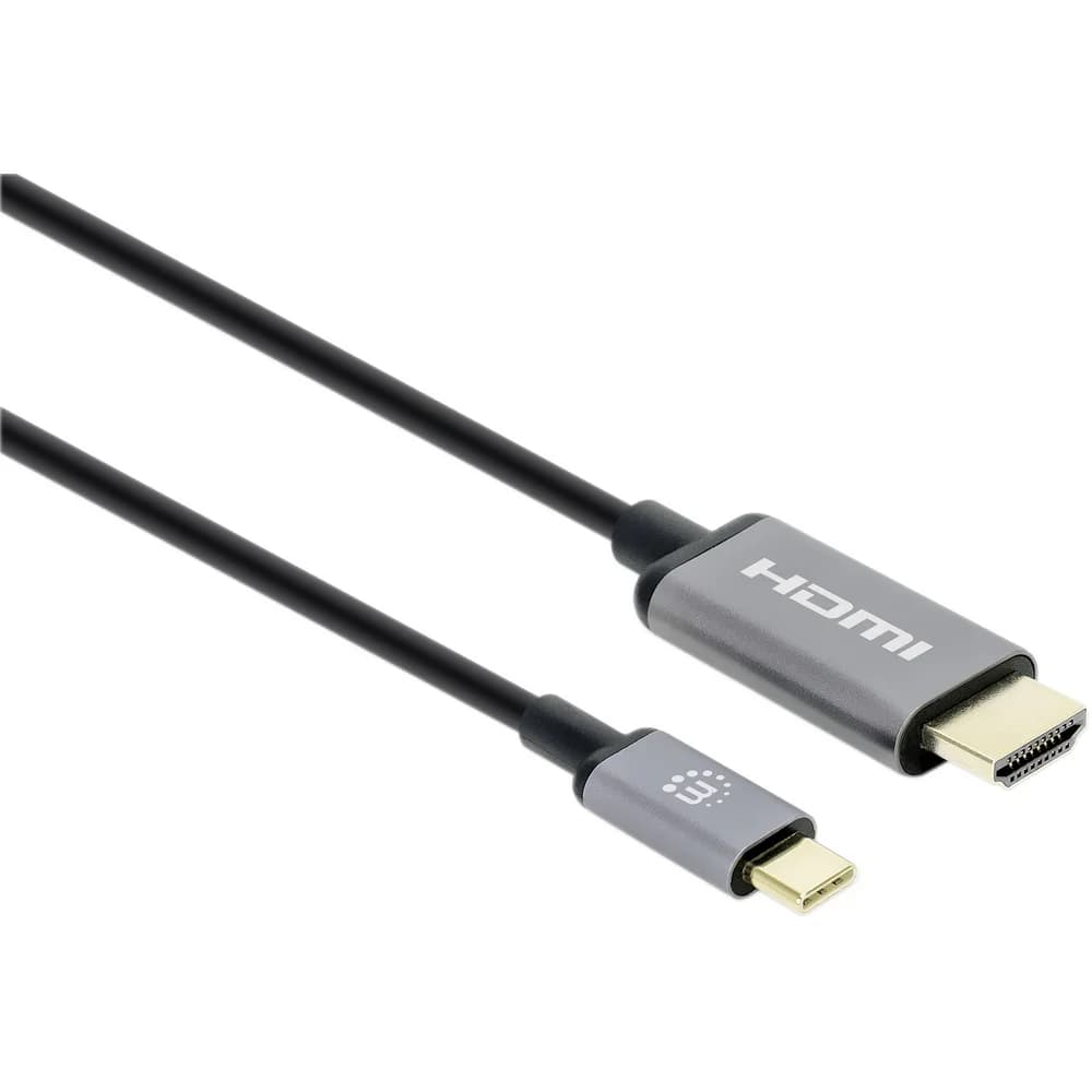 Manhattan 153607 Videokabel-Adapter 2 m HDMI Typ A (Standard) USB Typ-C Schwarz, Silber