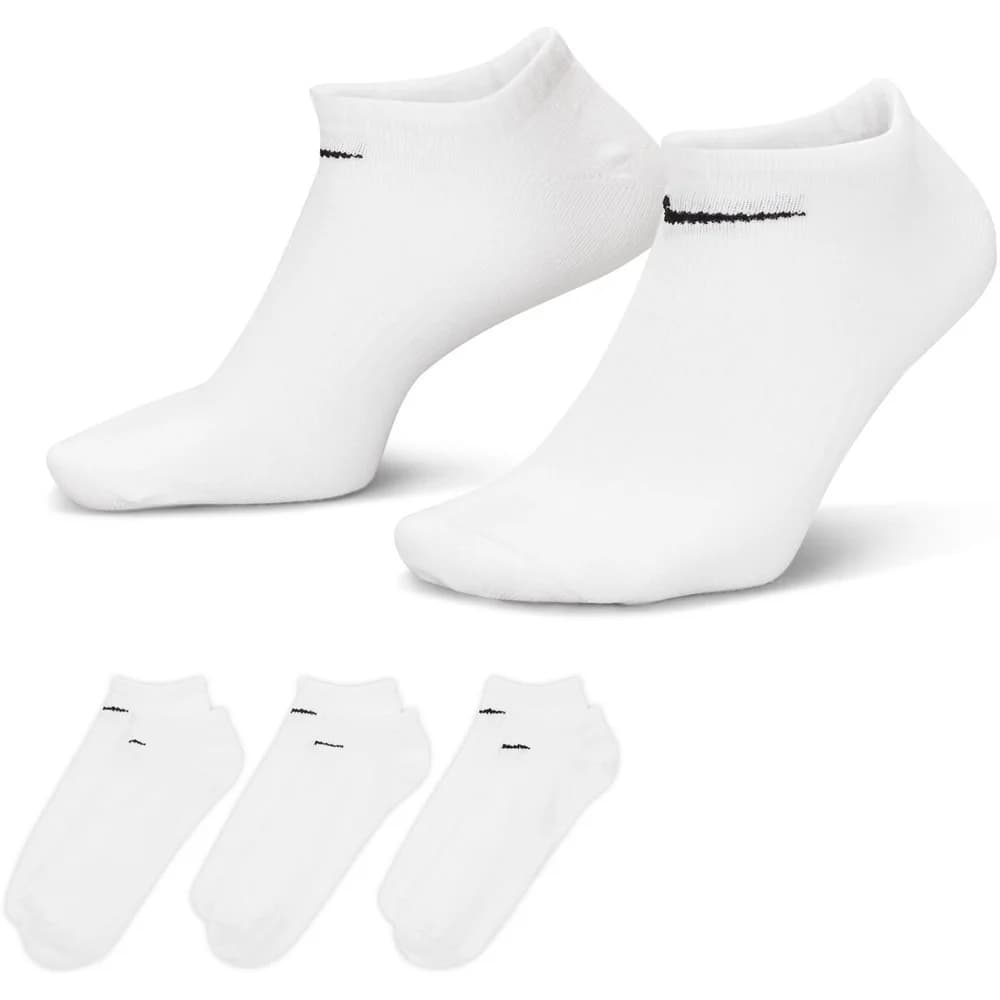 NIKE Unisex 3er Pack Sneaker Sportsocken - Everyday, Lightweight No Show, einfarbig Weiß / 34-38