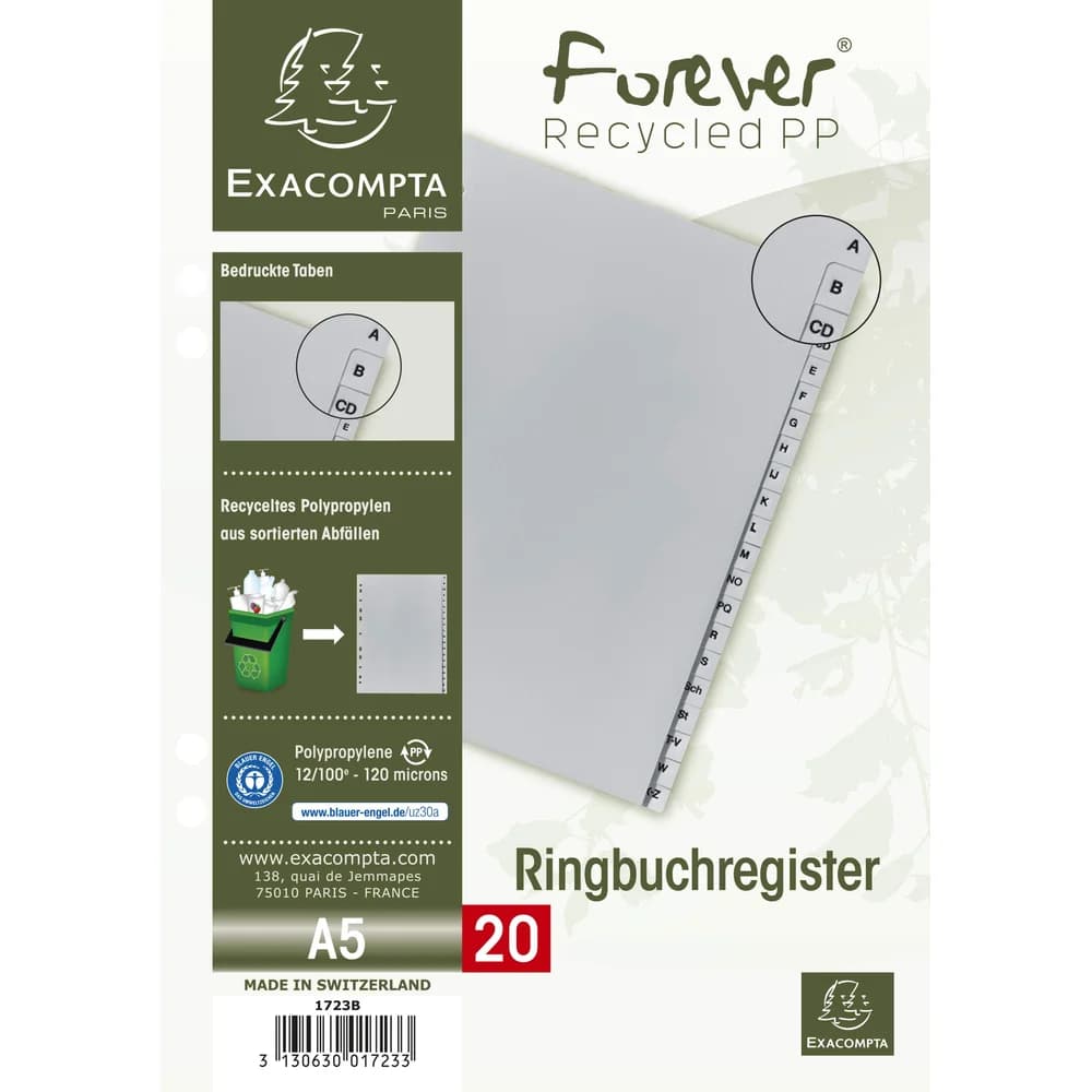 Exacompta Register 1723B 2/3 A4 PP A-Z grau