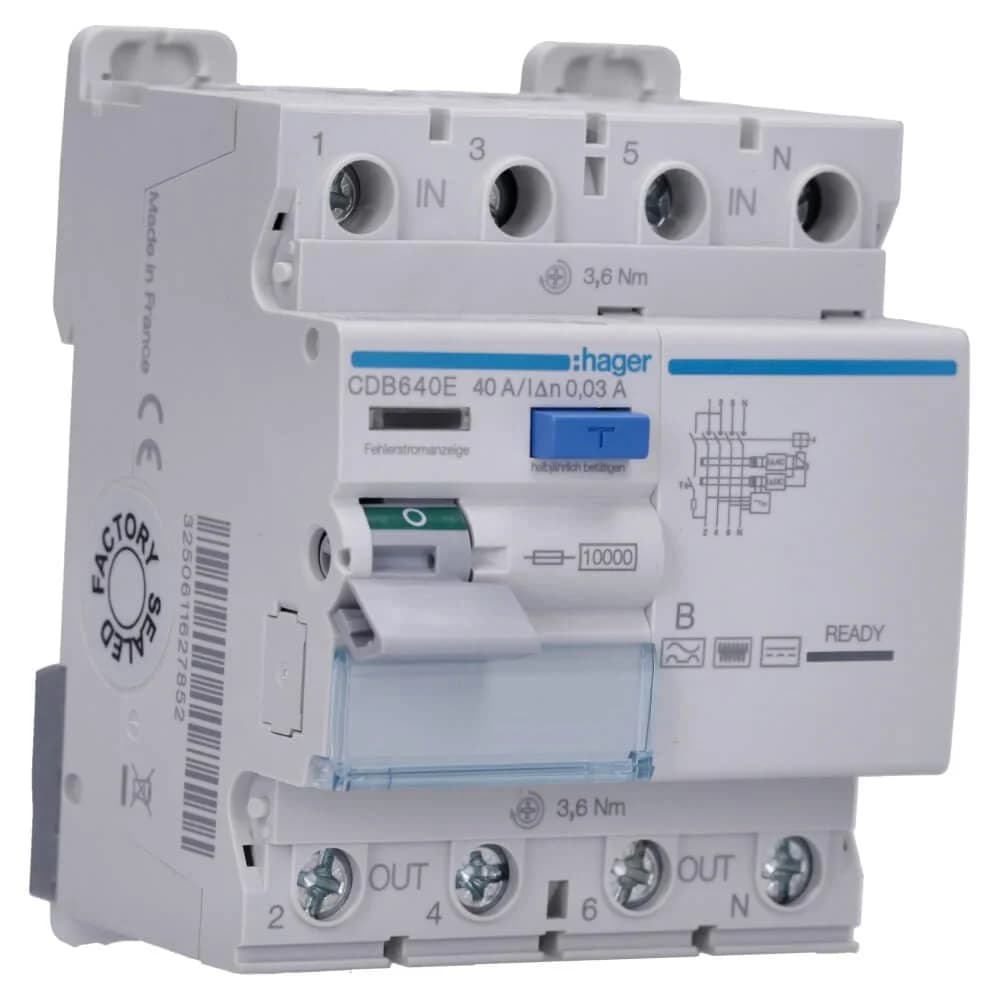 Hager Fehlerstromschutzschalter CDB640E