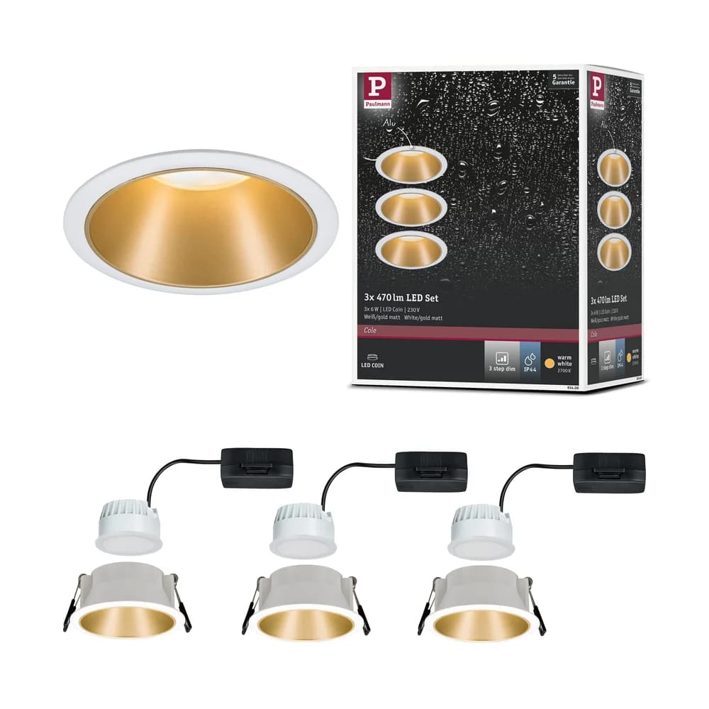 PAULMANN EBL Cole Coin 3StepDim 3x6W ws/gd/Kst