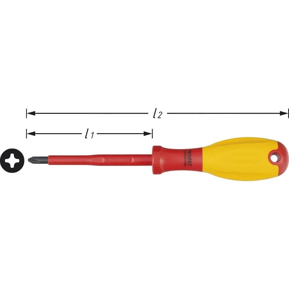 HAZET Elektriker-Schraubendreher 810VDE-PH2 Kreuzschlitz Profil PH PH2