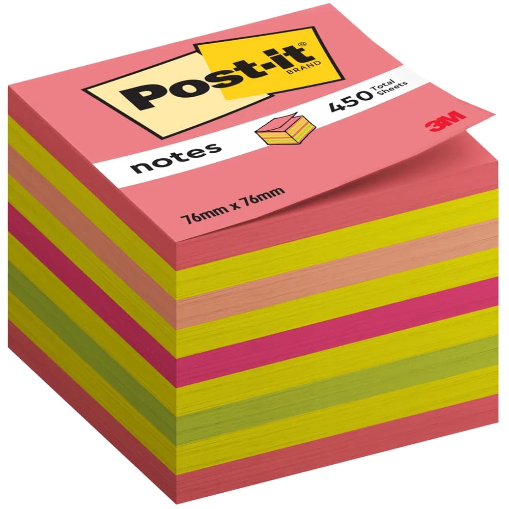 Post-it Notes Haftnotizblock Haftnotizwürfel 76x76mm neonpink