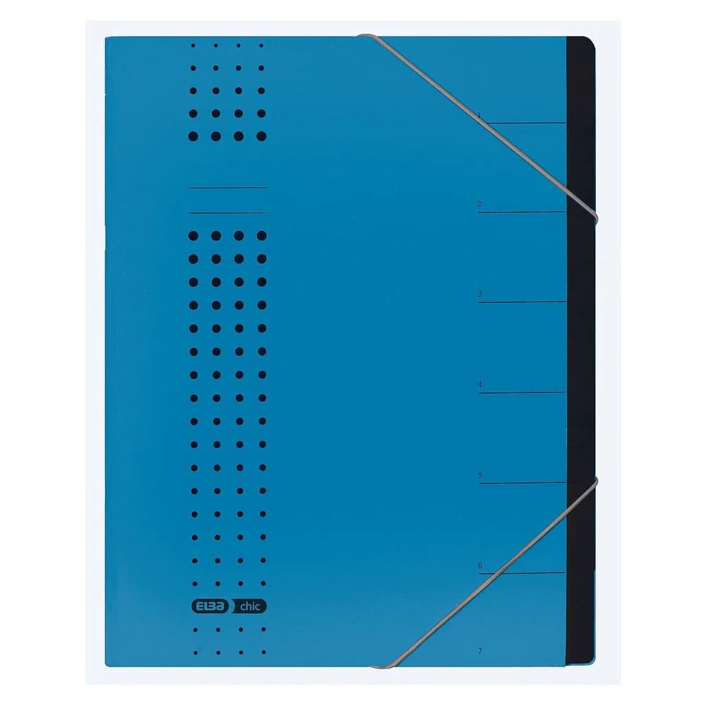 ELBA Fächermappe Ordnungsmappe chic - 7 Fächer, A4, Karton (RC), 450 g/qm, blau