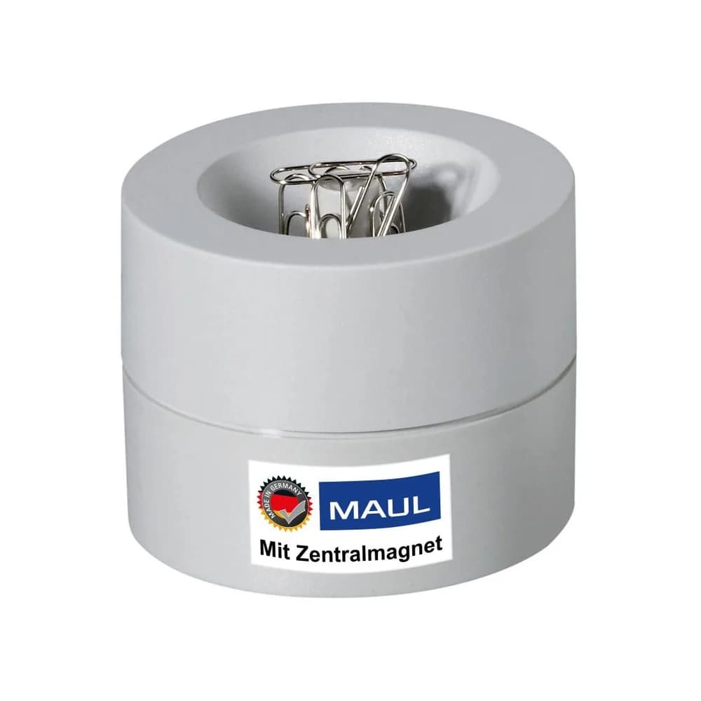 MAUL Klammerspender, grau, aus bruchsicherem Kunststoff, Ø 7,3cm, Höhe 6cm