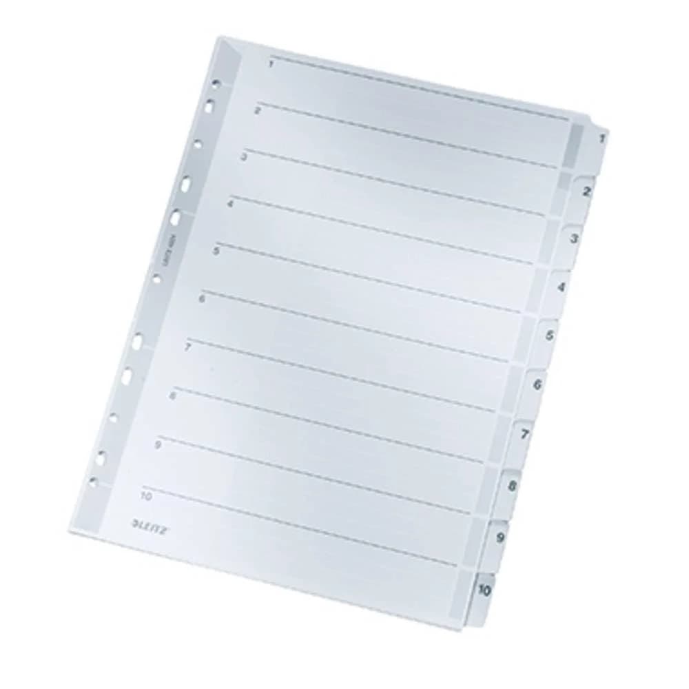LEITZ Aktenordner 4324 Zahlenregister - 1-10, A4, Karton, 10 Blatt, grau